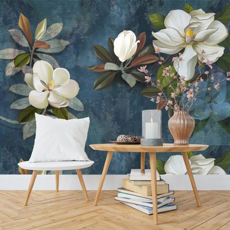 #PrintMySpace Wallpaper Magnolia, Floral Wall Mural, Creative Wall Decor, Large Scale Floral, Wallpaper Walls Decor, Vintage Watercolor, Art Deco Wallpaper, Mandala Wall Art, Large Canvas Wall Art