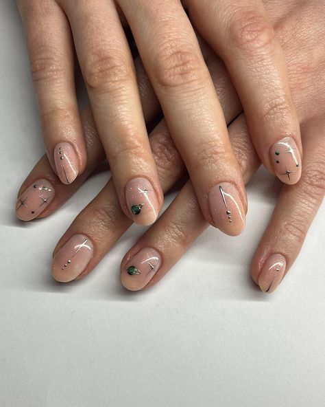 love a simple clean biab too 🫧 Using @the_gelbottle_deutschland biab from the new collection, @sissiofficial_ cat eye for planets and silver chrome paint ✨ #biab #gelnails #nailart #minimalnailart #basicnailart #gelmanicure #trendynails #nailtrends Silver Chrome Nail Designs, Short Chrome Nails Designs, Nail Art Short Nails Simple, Short Biab Nail Designs, Short Silver Nails, Nail Art Short, Cat Eye Nails Polish, Minimal Nails Art, Mens Nails