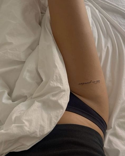 Upper Leg Tattoos, Upper Thigh Tattoos, Cousin Tattoos, 16 Tattoo, Small Girly Tattoos, Petite Tattoos, Text Tattoo, Leg Tattoos Women, Thigh Tattoos Women