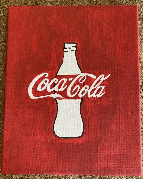 Coca Cola Painting, Coca Cola Drawing, Cat Cave, Coke Bottle, Simple Canvas Paintings, Easy Canvas Painting, Small Canvas, Creative Drawing, Learn To Paint