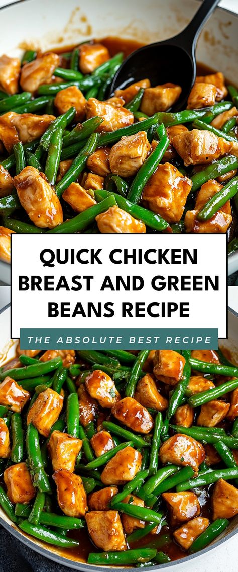 Image for Quick Chicken Breast and Green Beans Recipe Honey Lemon Chicken And Green Beans, Chicken Soup With Green Beans, Chicken Green Beans And Mushrooms, Green Bean With Chicken Recipes, Chicken Rice Green Beans, Green Bean And Chicken Stir Fry, Chicken Green Beans And Rice, Green Bean Chicken Recipes, Crockpot Chicken And Green Beans