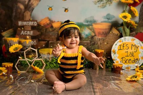 Baby Photo Shoot, Fine Art Studio, Bee Birthday Party, Baby Cake Smash, Bee Day, Shoot Photography, Newborn Baby Photoshoot, Safari Birthday Party, Cake Smash Photography