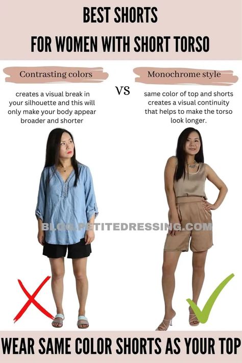 Shorts guide for women with a short torso Clothing For Short Women, Petite Dressing, Street Style Petite, Petite Street Style, Petite Outfit Ideas, Petite Celebrities, Petite Models, Trending Shorts, Minimal Accessories