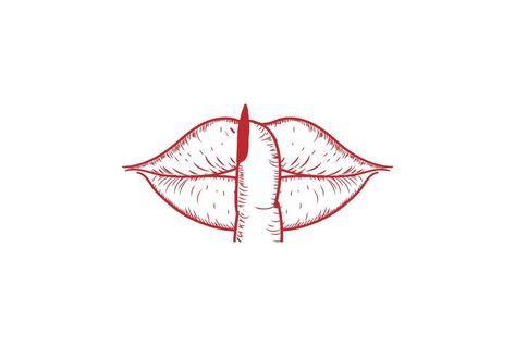 Finger On Lips Tattoo, Finger On Lips Drawing, Secret Logo Design, Lips Tattoo Design, Shhh Lips, Lip Outline, Hotel Bedrooms, Female Lips, Lip Logo