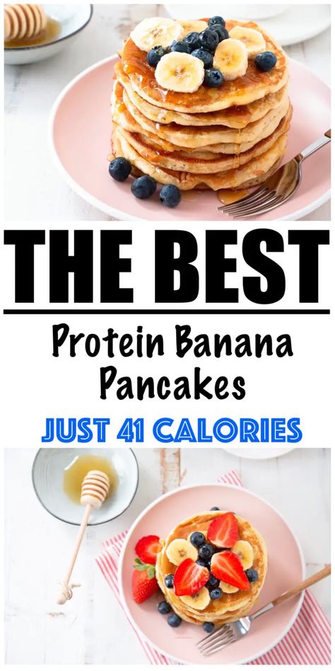 Healthy Low Calorie Banana Recipes, Banana High Protein Recipes, High Protein Recipes With Bananas, Protein Pancakes Recipe Banana, Protein Pancakes With Banana, Healthy Low Cal Pancakes, High Protein Low Calorie Baking, High Protein Pancakes Healthy, High Protein Banana Pancakes