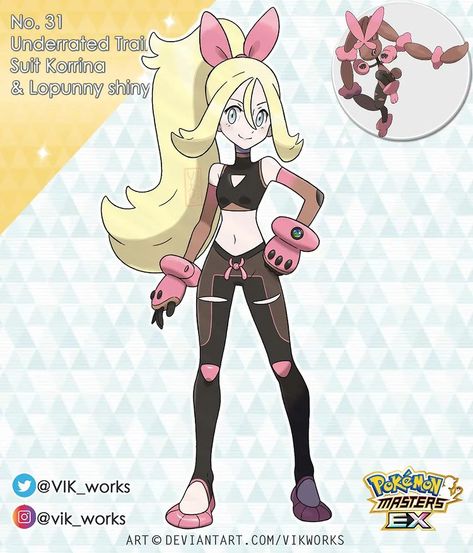 ✦VIKthor✦01✦✦ on Instagram: “POKEMON MASTERS EX SPORT SUIT KORRINA 💖👊SUIT MEGA LOPUNNY👊💖 ¡Countdown! more soon! 💯 "Please be original do not be a Thief-caster and Do…” Pokemon Masters Ex Art, Korrina Pokemon, Mega Lopunny, Pokemon Masters, Pokemon Fashion, Pokemon Photo, Mega Pokemon, Pokemon Trainers, Pokemon Fanart