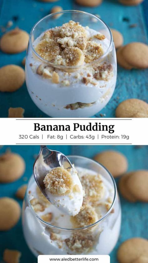 Banana Pudding — Julie Ledbetter Julie Ledbetter Recipes, Julie Ledbetter, Banana Slice, Vanilla Wafers, No Calorie Foods, Whipped Topping, Banana Pudding, Serving Size, Meal Prep