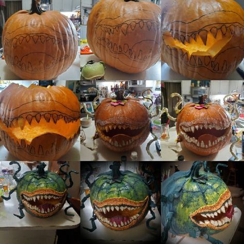 Audrey 2 Pumpkin Carving, Audrey 2 Pumpkin Painting, Audrey 2 Pumpkin, Little Shop Of Horrors Pumpkin Painting, Little Shop Of Horrors Pumpkin Carving, Scary Pumpkin Painting, Halloween Pumpkin Crafts, Creative Pumpkin Decorating, Pumpkin Carving Contest