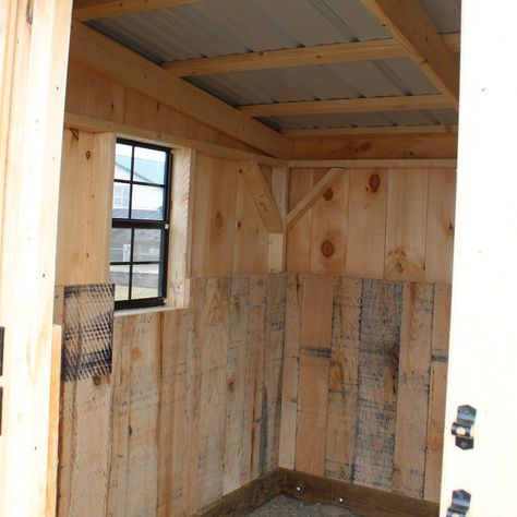 A cute little goat shed we did for a customer in Alliance, Ohio!! It is 8'x14' with a feed room and stall. The 3' dutch door makes it nice to open the top half for some fresh air but you can also close everything for weather protection!! A feed access door in the tack room allows you to feed your animals right from the tack room without even going into the stall!! ktbarns.com #ktbarns #ktbarnsohio #barnsforsaleohio #barnmanufacturer #barnbuilder #custombuildings #tackroombarns #shedrowbarns ... Feed Room, Goat Shed, Alliance Ohio, Barn Builders, Dutch Door, Tack Room, Fresh Air, Ohio, Shed