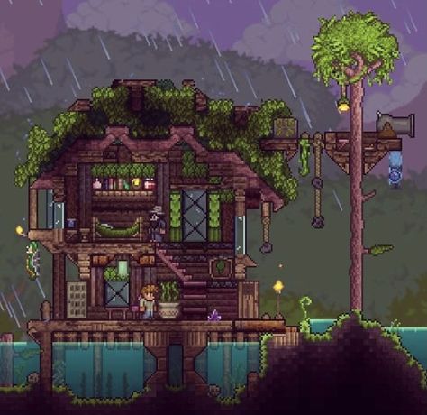 Terraria Dryad, Terraria Art, Jungle Village, Terraria Houses, Terraria Design, Terraria Game, Terrarium Base, Terraria Tips, Terraria House Ideas