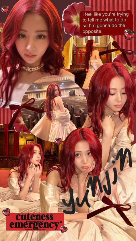 Sorry for all the Yunjin shuffles she’s just been posting too many good pictures 🙄 #yunjin #lesserafim #lesserafimyunjin #kpop Le Sserafim Wallpaper, Good Pictures, Energy, Hair, Red