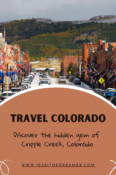 Discover the hidden gem of Cripple Creek, Colorado. Travel Colorado. Cripple Creek Colorado, Travel Colorado, Colorado Map, Cripple Creek, Colorado Adventures, Scenic Roads, Colorado Travel, Interesting History, Hidden Gem