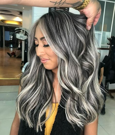 Edgy Blonde Hair, Home Haircuts, Dimensional Hair, Grey Blending, Grey Hair Transformation, Black Hair Balayage, Silver Blonde Hair, Hair Highlights And Lowlights, Grey Hair Inspiration