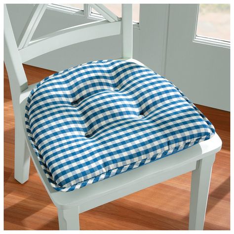 Gingham Gripper Chair Pad Gingham Chair, Patterned Dining Chairs, Plaid Chair, Kitchen Chair Pads, Patterned Cushions, Dining Chair Pads, Checked Cushions, Tufted Chair, Chair Seat Cushion