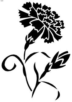 Carnation flower Fiori Art Deco, Carnation Flower Tattoo, Flower Tattoo Stencils, White Rose Flower, Drawing Stencils, Stencil Templates, Carnation Flower, Flower Stencil, Silhouette Stencil