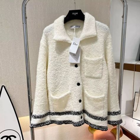 Sizes Available! 😍 Dm for order and more details. Dior Caro, Dior Jacket, White Jacket, Black Bottoms, Designer Brands, Luxury Handbags, Elegant Style, Christian Dior, Casual Style