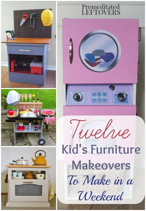 Kid's Furniture Makeovers- Play furniture for kids is a fun way to recycle old furniture. These tutorials include DIY kitchens, activity tables, and more. Kids Furniture Makeover, Furniture For Kids, Diy Kitchens, Diy Kids Furniture, Play Kitchens, Kids' Furniture, Woodworking Projects For Kids, Children's Furniture, Play Furniture