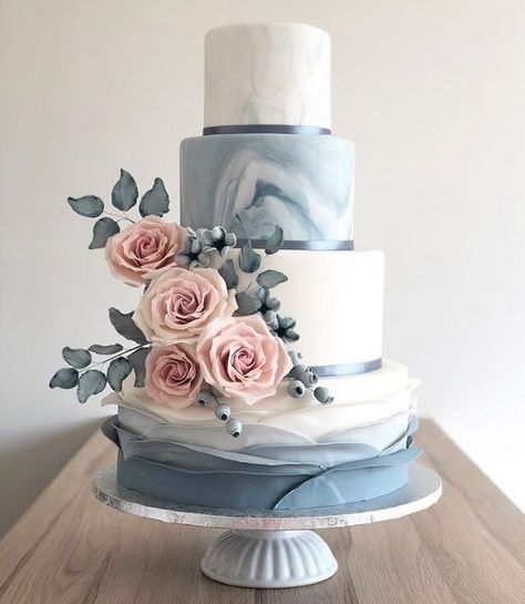 Pretty Wedding Cakes, Beach Wedding Cake, Light Blue Wedding, Wedding Cakes Blue, Amazing Wedding Cakes, Blue Themed Wedding, Blue Cakes, Simple Wedding Cake, Engagement Cakes