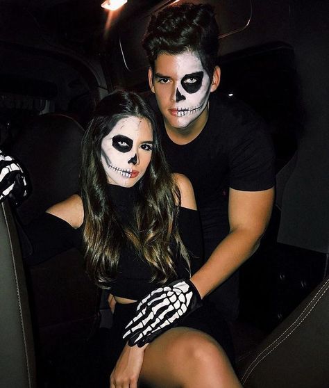 Halloween Makeup Couples Ideas, Halloween Couple Makeup Ideas, Makeup Halloween Pareja, Couples Halloween Makeup Ideas, Halloween Makeup For Couples, Halloween Couple Makeup, Couple Halloween Makeup, Halloween Makeup Couples, Halloween Casal