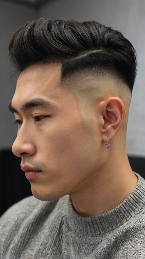 Elevate Your Asian Men Hairstyle: Styles for Short Pompadour 🌟 Hairstyle Challenge, Hairstyles Asian Men, Asian Men Hairstyles, Hair Side Part, Short Pompadour, Medium Length Hairdos, Hairstyles Asian, Hair 2025, Drop Fade Haircut