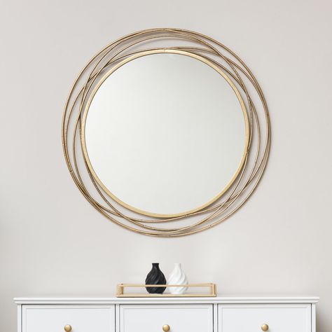 Vintage Chic Living Room, Swirl Mirror, Hallway Mirrors, Large Gold Mirror, Antique Gold Mirror, Round Gold Mirror, Living Room Hall, Statement Mirror, Hallway Mirror