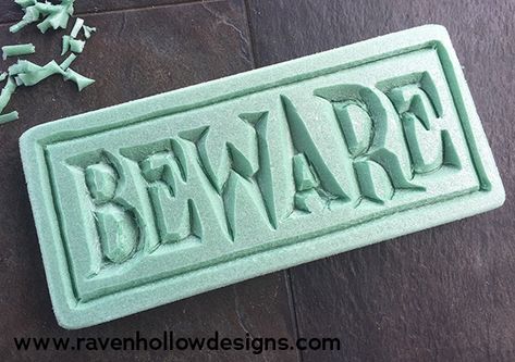 A Basic Introduction to Carving and Painting Foam Board for Halloween Projects | Raven Hollow Designs Foam Halloween Decorations, Foam Board Halloween Projects, Foam Board Insulation Projects, Foam Insulation Board Crafts, Foam Halloween Props, Tombstones Diy, Foam Board Projects, Halloween Tombstones Diy, Foam Board Crafts