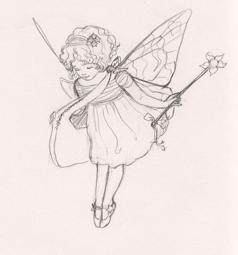 Fairy Drawing Sketches, Tooth Sketch, Tooth Fairy Art, Rough Drawing, Fairy Sketch, Tooth Fairy Kit, Fairy Kit, Tooth Fairy Box, Cute Tooth