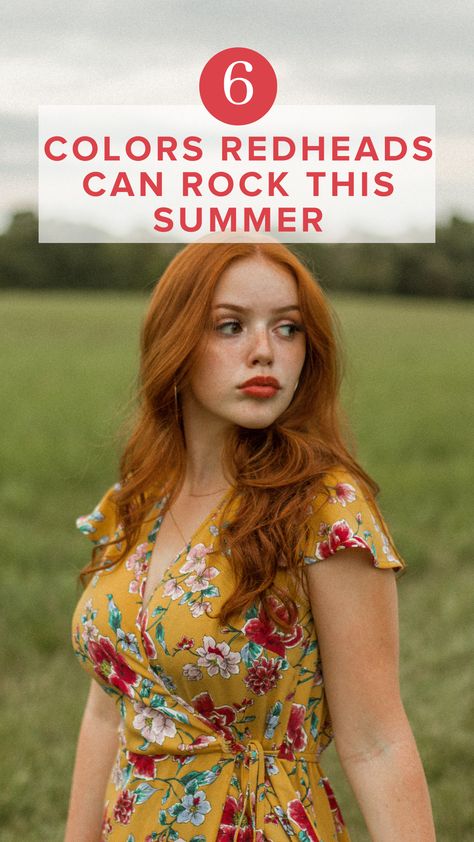 Clothes For Auburn Hair, Colors Redheads Should Wear, Pale Redhead Outfit, Redhead Colours To Wear, Outfits For Redheads Summer, Colors For Red Heads To Wear, Dress Colors For Redheads, Bright Spring Red Hair, What Colors Look Good On Redheads