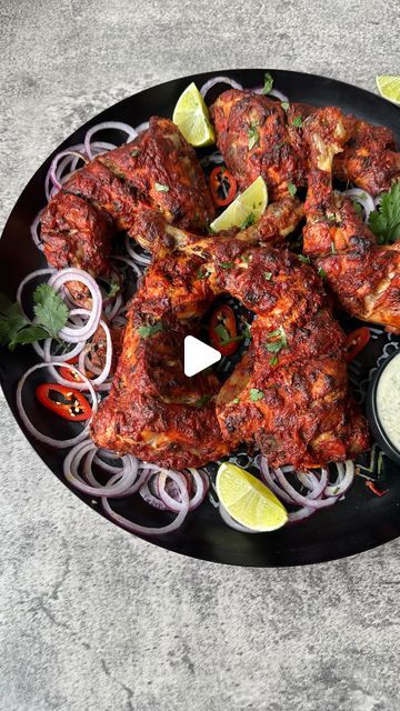 Ramadhan Recipe, Chicken Bakes, Chicken Legs Recipe, Chicken Thighs Recipes, Chicken Leg Recipes, Vegan Yogurt, Rotisserie Chicken Recipes, Chaat Masala, Red Food Coloring