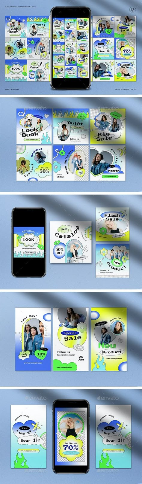 Y2k Ppt Template, Blue Social Media Design, Y2k Social Media Design, Y2k Design Ideas, Aesthetic Social Media Post, Y2k Advertisement, Y2k Social Media, Y2k Instagram Feed, Y2k Design Aesthetic