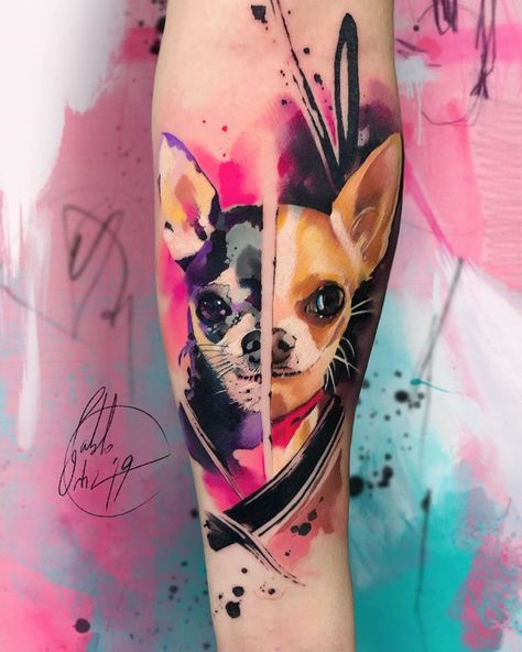 Chihuahua Tattoo, Puppy Tattoo, Dog Memorial Tattoos, Petit Tattoo, Epic Tattoo, Tattoo Designs For Girls, Memorial Tattoos, Music Tattoos, Family Tattoos