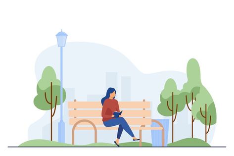 Woman sitting on bench and reading book.... | Free Vector #Freepik #freevector Woman Sitting On Bench, Riding Scooter, Sitting On Bench, Interactive Walls, Urban Park, Woman Sitting, People Sitting, Reading Book, Special Education Classroom