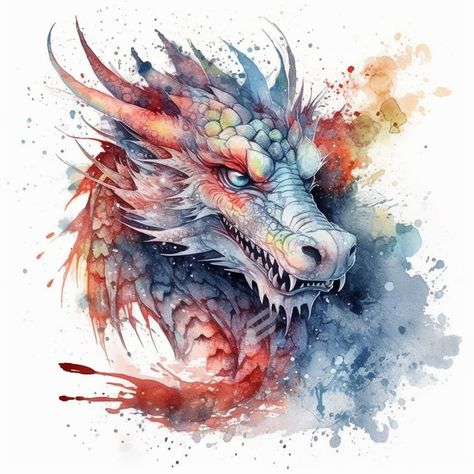 Dragon Watercolor Painting, Dragons Watercolor, Dragon Watercolor, Dragon Anatomy, Fantasy Watercolor, Japan Tattoo Design, Dragon Artwork Fantasy, Games Kids, Painting Canvases