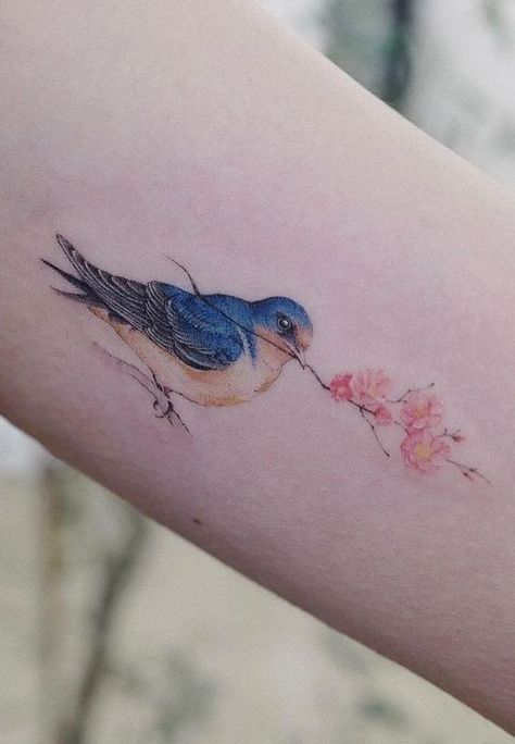 Alternative Beauty, Bluebird Tattoo, Bird Tattoo Meaning, Bird Tattoos For Women, Magnolia Tattoo, Pinup Art, Gorgeous Tattoos, Tatuaje A Color, Cool Small Tattoos