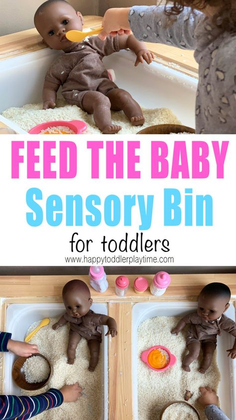 27 Baby Doll Activities for Kids - HAPPY TODDLER PLAYTIME Sensory Bin Family Theme, Family Sensory Bin, Baby Sensory Bin, Sensory Buckets, Sensory Bin For Toddlers, Familia Mea, Toddler Sensory Bins, Taking Care Of Baby, Toddler Classroom