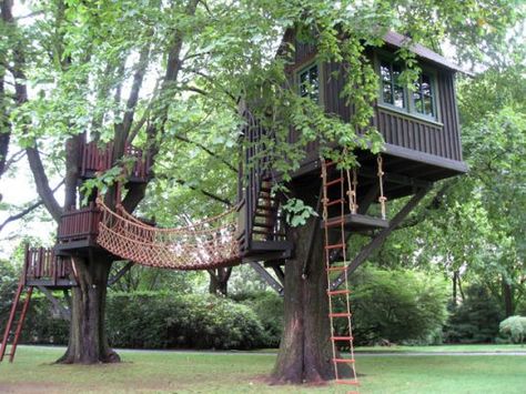 Play Structures For Kids, Simple Tree House, Luxury Tree Houses, Beautiful Tree Houses, Tree House Plans, Tree Fort, Tree House Diy, Tree House Kids, Cool Tree Houses