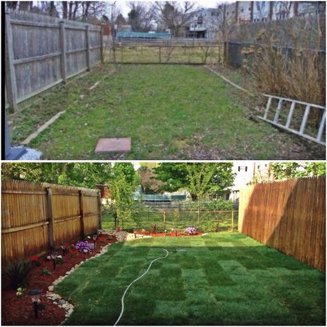 Backyard Renovations Before And After, Backyard Fence, Tiny Garden, Wooden Deck, Backyard Renovations, Fence Ideas, Backyard Fences, Wooden Decks, Yard Design