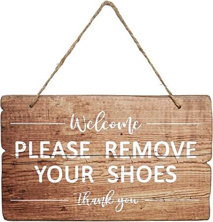 Please Remove Your Shoes Sign Wooden Shoes Off Sign Decorative Take Off Shoes Sign No Shoes Wall Polite Sign Hanging for Front Door Home - Welcome, Please Remove Your Shoes, Thank You - 11 x 6 Inches No Shoes Sign, Shoes Off Sign, Please Remove Your Shoes, Remove Shoes, Remove Your Shoes, Shoe Wall, Thank You Sign, No Shoes, Accent Wall Decor