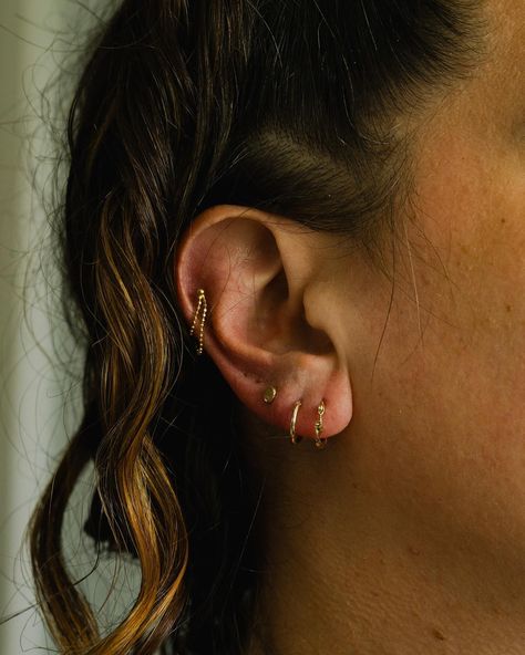 A curated ear stack is perfect for making your style instantly more elevated ✨ Perfect for mixing and matching, these 14k gold pieces will give you endless ear combos ✨ Elegant Ear Stack, Elegant Ear Piercings, Curated Ear, Ear Stack, February 15, Gold Piece, Tattoos And Piercings, Be Perfect, Instagram A