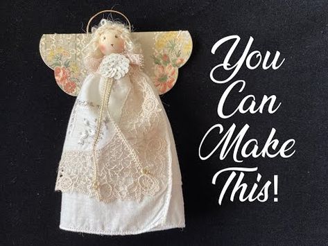 I'm feeling a little better about my YouTube Channel...  I have 35 subscribers! Easy Sewing Pattern Top, Angel Ornaments Diy, Vintage Handkerchiefs Crafts, Handkerchief Crafts, Christmas Angel Crafts, Diy Angels, Christmas Angel Ornaments, Handmade Angels, Vintage Handkerchief