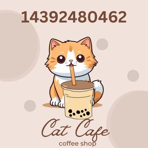 Cat Cafe Logo, Cafe Logo Design, House Decorating Ideas Apartments, Bloxburg Decals Codes, Bloxburg Decals, Diy House Plans, House Floor Design, Restaurant Logo, Bloxburg Decal Codes