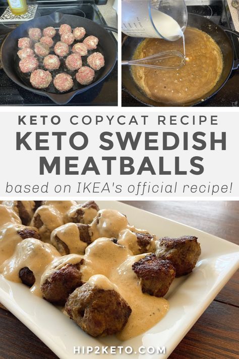 IKEA released its secret recipe for the infamous Swedish meatballs but unfortunately, they're not keto-friendly. With a few tweaks in the recipe, we've made our own keto Swedish meatballs & sauce that are so delicious, you won't even be able to tell the difference from the original! #keto #swedish #meatballs #ikea #recipe #dinner #beef #lowcarb Keto Swedish Meatball Sauce, Keto Meatball Sauce, Swedish Meatballs Sauce, Swedish Meatballs Ikea, Meatballs Ikea, Keto Swedish Meatballs, Meatballs Keto, Meatballs Sauce, Meatballs And Sauce