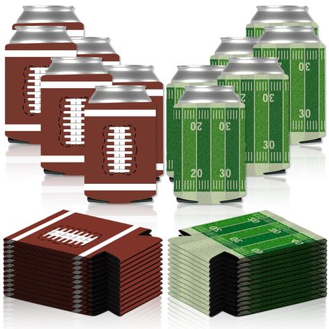 PRICES MAY VARY. Football Beer Can Sleeves: the package includes 24 pieces of football beer can sleeves printed with classic football patterns in brown, white and green colors, available in 2 styles, 12 pieces of each style, enough quantity for you to share with your family and friends, adding fun to any football themed birthday parties Detailed Size: these football beer bottle cooler sleeves are suitable for most 12 oz canned beverages, drinks, cups, beers, and bottles with a bottom size of abo Super Bowl Party Favors For Adults, Football Themed 40th Birthday Party, Football Themed Birthday Party Favors, End Of Season Flag Football Gifts, Football Banquet Gifts, Beer Bottle Cups, Football Birthday Party Ideas, Kindness Club, Canned Beverages