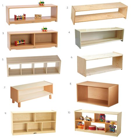 Montessori Low Toddler Shelves Ideas and Options Toddler Shelves, Montessori Toy Shelf, Montessori Toddler Rooms, Baby Shelves, Montessori Infant Room, Montessori Shelf, Diy Bookshelf, Montessori Bedroom, Montessori Playroom