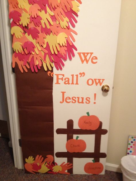 Fall door 2012 Fall Classroom Door Christian, Christian Fall Door Decorations Classroom, Fall Preschool Bulletin Boards Christian, Bulletin Board Ideas For Church, Fall Sunday School Bulletin Boards, Fall Door Decorations Classroom, Fall Church Bulletin Boards, Sunday School Classroom Decor, Fall Classroom Door