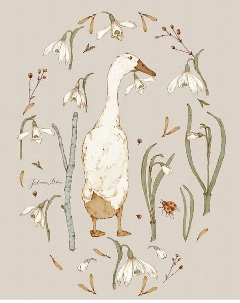 Goose Aesthetic Wallpaper, Cottagecore Printables, Candle Instagram, Goose Art, Cottagecore Art, Collage Drawing, Vintage Botanical Prints, October 29, Artist On Instagram