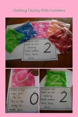 Put some glitter paint into zip lock bags to practice writing numbers or letters. When teaching numbers I find children respond really well if they are able to touch and feel Prek Math, Teaching Numbers, Numbers Preschool, Math Numbers, Numeracy, Preschool Math, Preschool Fun, Math Classroom, Kindergarten Math