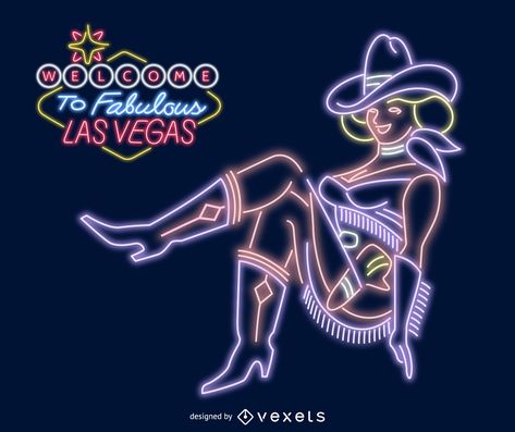 Vegas Cowgirl, Las Vegas Sign, Gambling Tattoo, Gambling Quotes, Cow Girl, Colorful Design, Neon Sign, Glow In The Dark, Shirt Design