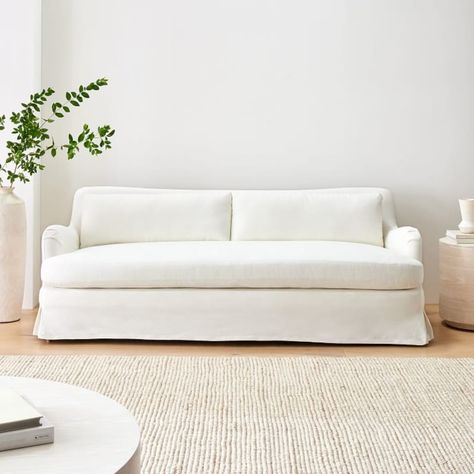 West Elm Sofa, Washable Sofa, White Couches, Washable Slipcovers, Clean Sofa, Slip Covers Couch, Linen Sofa, White Sofas, Contemporary Sofa