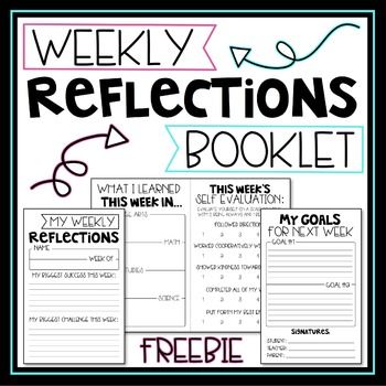 Weekly Reflections Booklet was created for students to use reflect on their week, and share their learning with their parents. Student Self Assessment, Student Reflection, Student Portfolios, Student Goals, Blended Learning, Personalized Learning, Classroom Community, Study Skills, Future Classroom